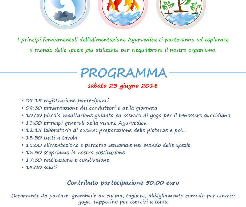 Seminario – Iniziamo dall’alimentazione – Sabato 23 Giugno 2018