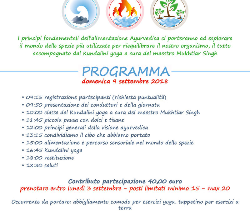 Seminario – Benessere Fisico, Mentale e Spirituale – Domenica 9 Settembre 2018